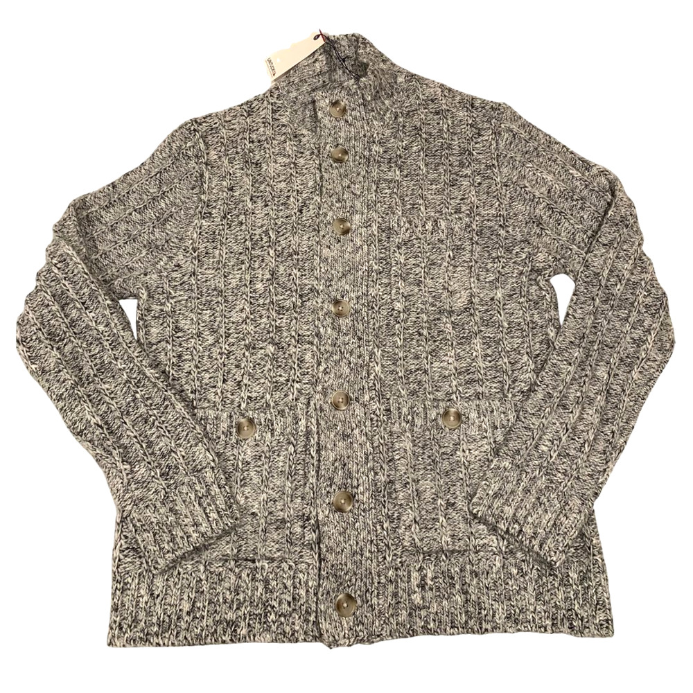 UNTUCKit Mens Cordilac Sweater Cardigan Size M NEW Preppy Grey High Neck Pockets